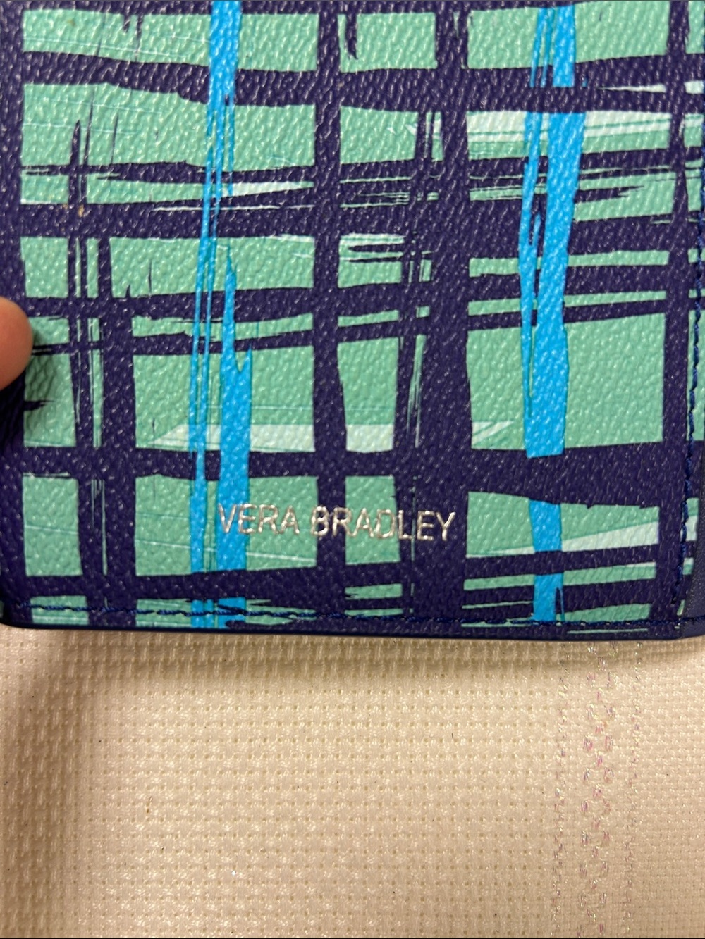 Vera Bradley Teal and Navy Grid Print Wallet image 4